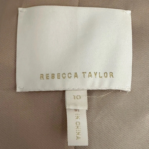 REBECCA TAYLOR Wool Silk Blazer Herringbone Peplum Double Breasted Gray, Size 10 - Picture 11 of 16